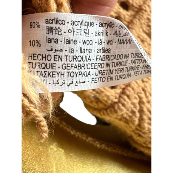 ZARA Wool Brown Chunky Crochet 3D Open Knit Balloon Sleeve Pullover Sweater sz S - Picture 7 of 7